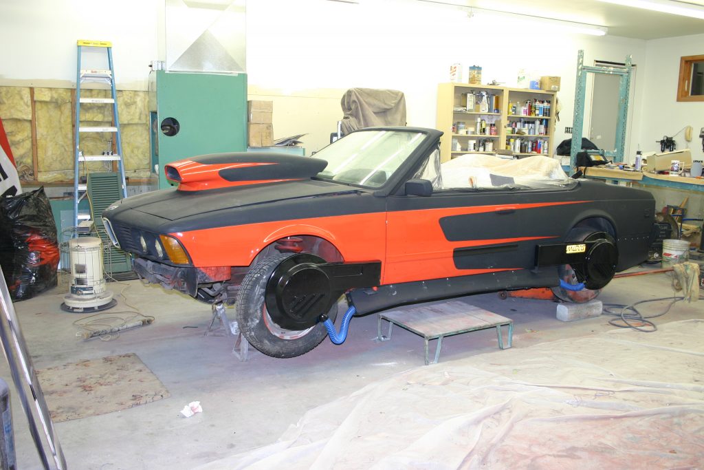 Image of car nearing completion before front bumper install