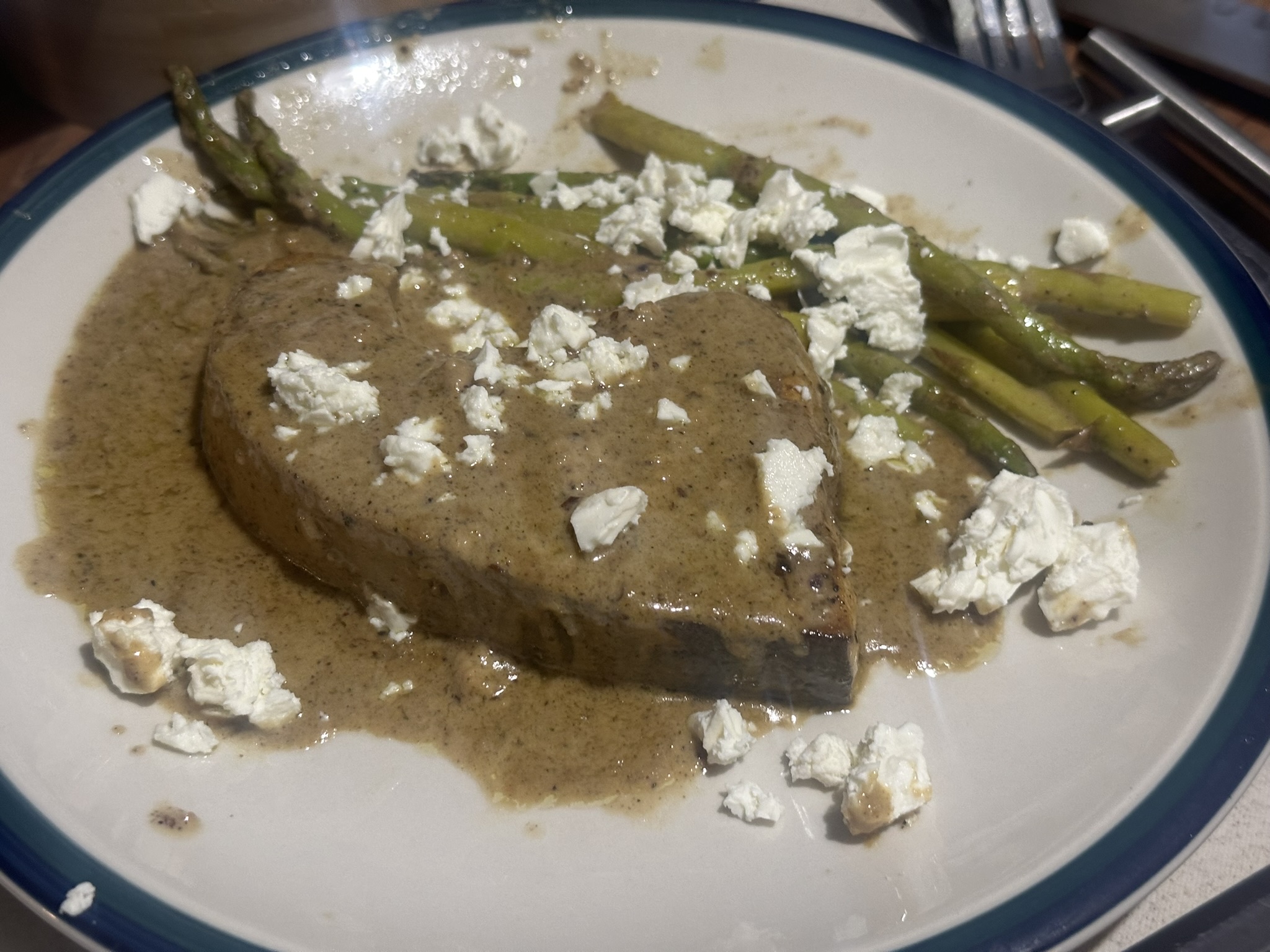 Creamy Mediterranean Swordfish w/ Asparagus